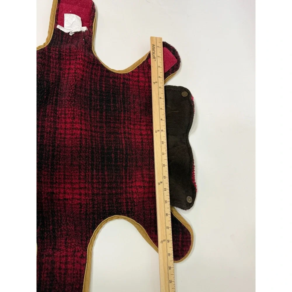 Orvis The Field Collection Dog Jacket M Tan Red Plaid Fleece Lined Cotton Canvas